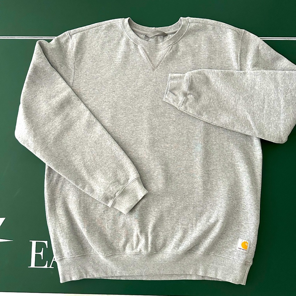 Carhartt Men's Crewneck Sweatshirt Gray with Yellow Logo